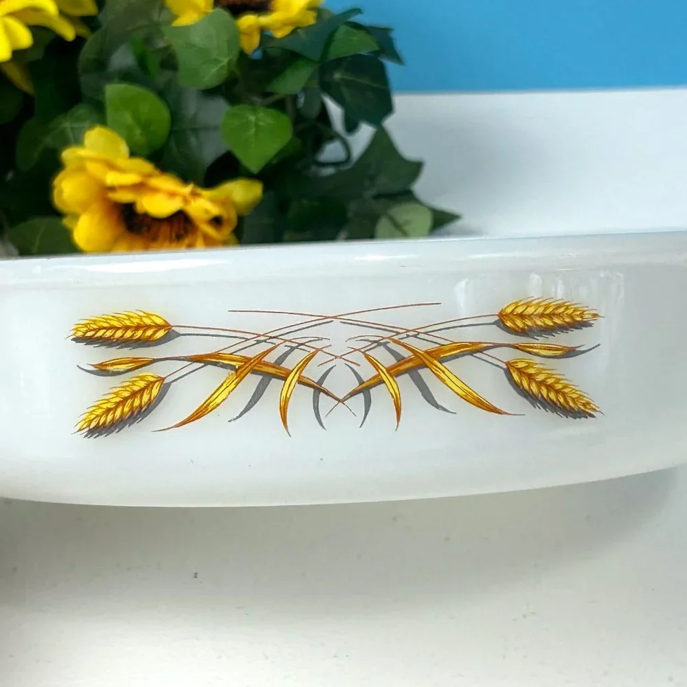 Vintage Anchor Hocking Fire‎ King 450 Wheat Pattern Casserole Ovenware USA 8”